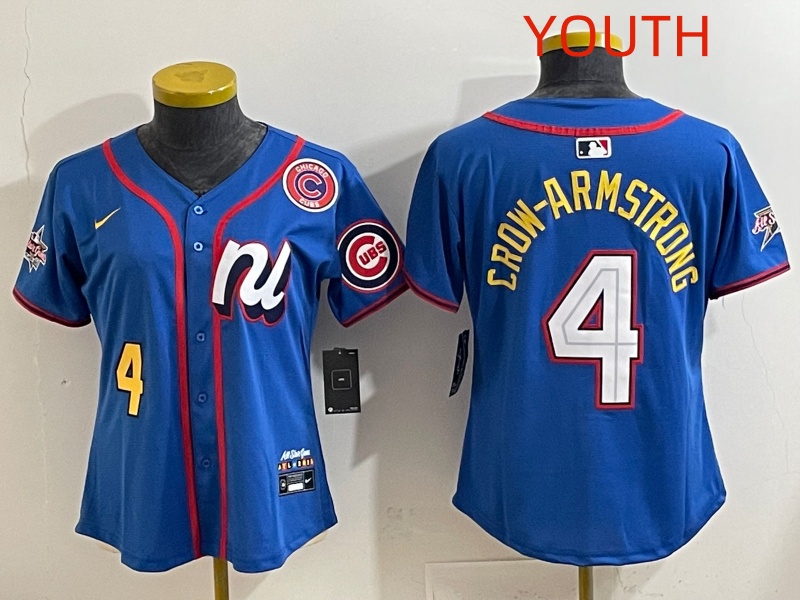 Youth Chicago Cubs #4 Crow-Armstrong Blue MLB All star Nike 2025 Jersey style 005->youth mlb jersey->Youth Jersey